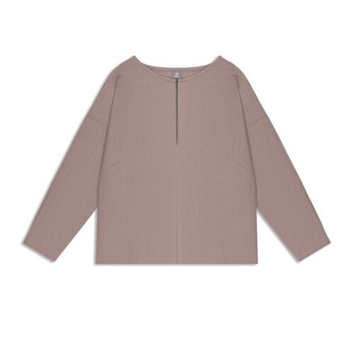 Блузка прямого кроя из конопли и хлопка, бежевый